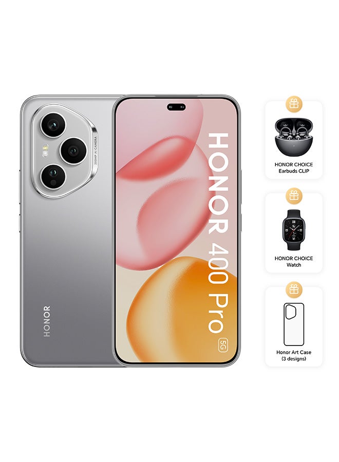 Honor 400 Pro 5G Dual SIM Lunar Grey 12GB RAM 512GB With Free HONOR CHOICE Earbuds CLIP And Assorted Case - Middle East Version  - Image 1