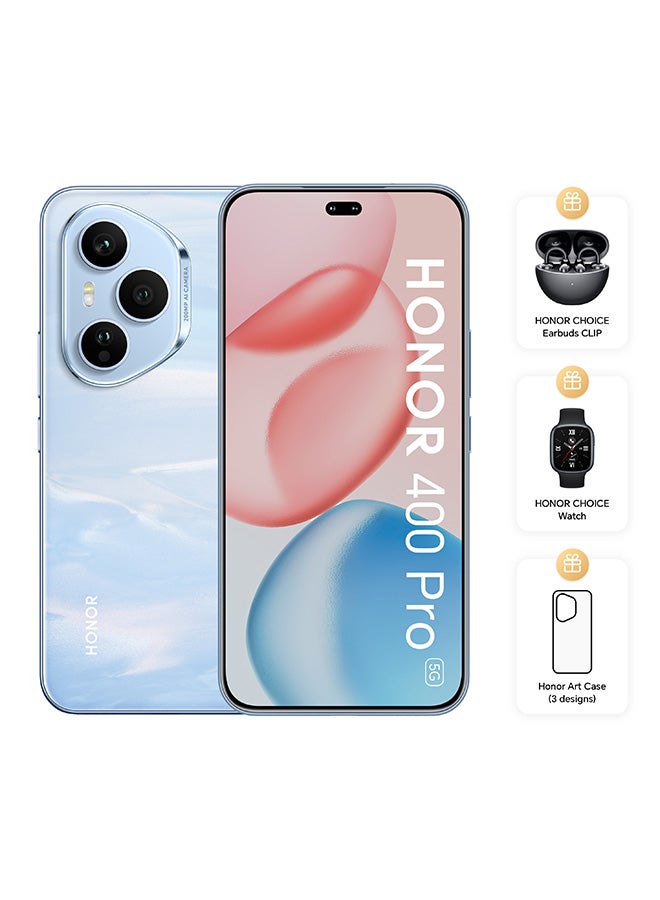 Honor - 400 Pro 5G Dual SIM Tidal Blue 12GB RAM 512GB With Free HONOR CHOICE Earbuds CLIP And Assorted Case - Middle East Version - Image 1