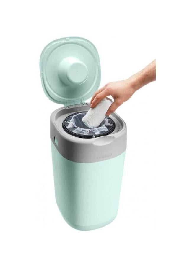 تومي تيبي Twist And Click Advanced Nappy Bin, Eco-Friendlier System, Includes 1x Refill Cassette With Sustainably Sourced Antibacterial Greenfilm, Green - Image 3