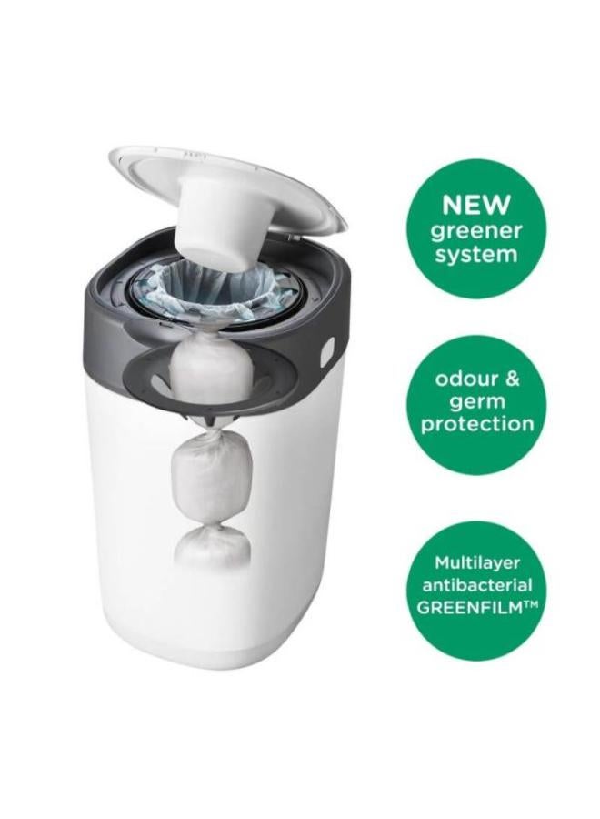 tommee tippee Twist And Click Advanced Nappy Bin, Eco-Friendlier System, Includes 1x Refill Cassette With Sustainably Sourced Antibacterial Greenfilm, Green - Image 4