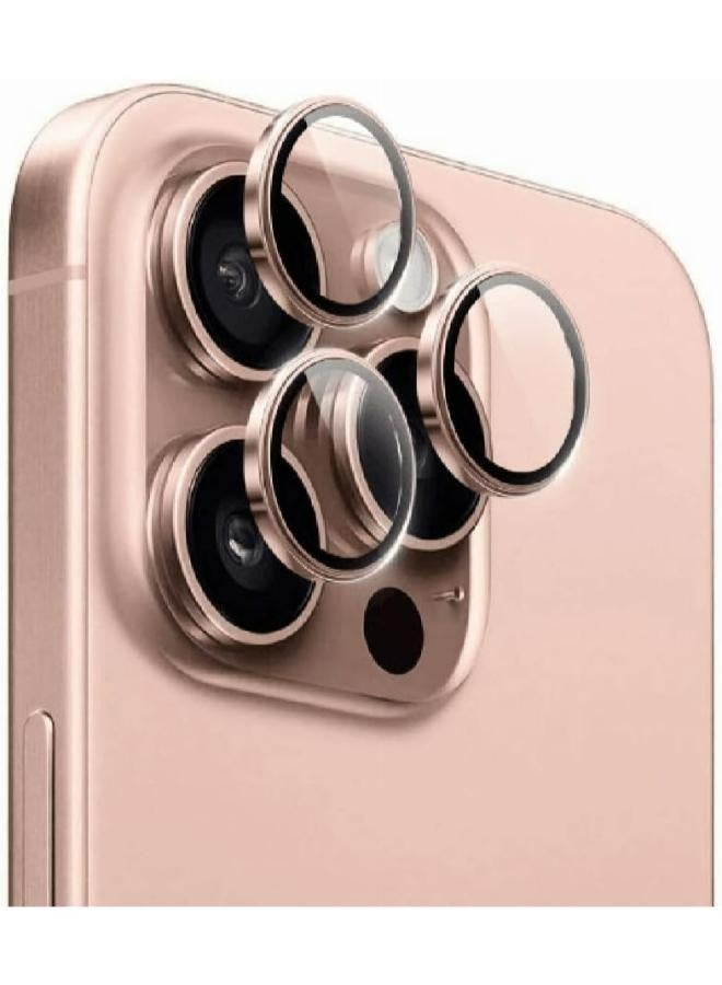 Wiwu LG-004 PVD Lens Guard Metal Camera Lens Protector , Device Fit: Designed for iPhone 16 Pro / iPhone 16 Pro Max lens layout. Rose Gold - Image 1