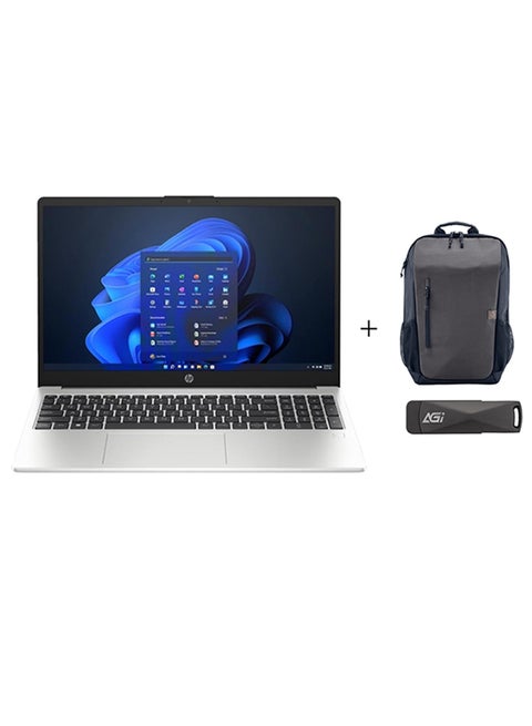 250 G10(Upgraded Version) Laptop With 15.6 Inch Full HD(1920X1080) Display, Intel Core i5-1335U Processor/16GB DDR4 RAM/512GB SSD/Windows 11/Intel Iris Xe Graphics+BAG+FLASH DRIVE 64GB 3.2 English/Arabic Silver