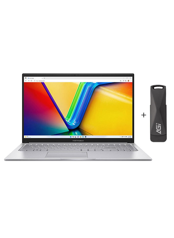 ASUS - Vivobook 15 X1504VA-NJ108 Laptop With 15.6-Inch Full HD(1920x1080) Display, Core i7-1355U Processor/32GB RAM DDR5/512GB SSD/Intel Iris XE Graphics/Windows 11 + Flash Drive 64GB 3.2 English/Arabic Cool Silver - Image 1