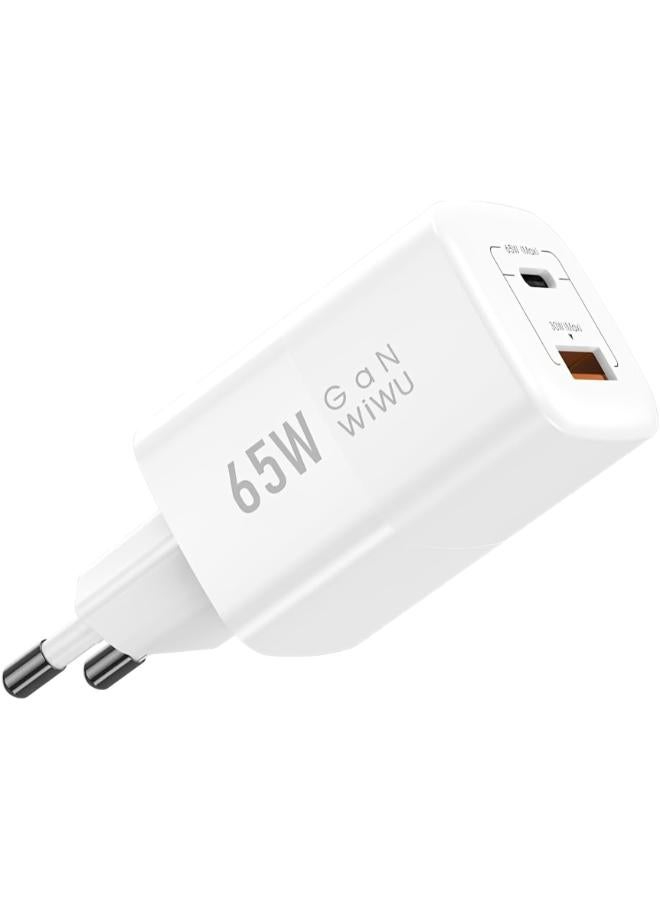 Wiwu Nano Wall Charger, 65 Watt, 1 USB-A and 1 Type-C Ports white - Image 3