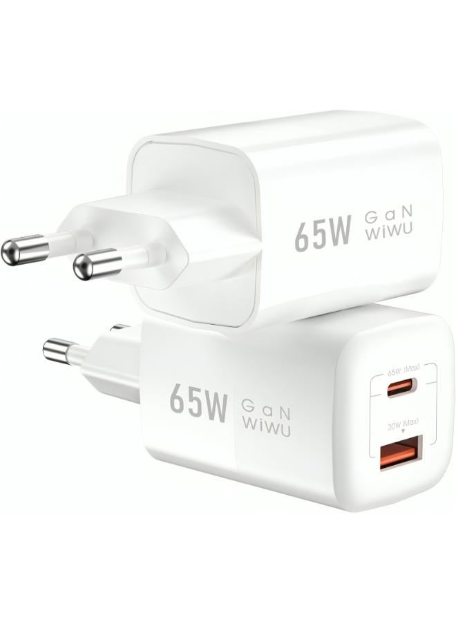 Wiwu Nano Wall Charger, 65 Watt, 1 USB-A and 1 Type-C Ports white - Image 4