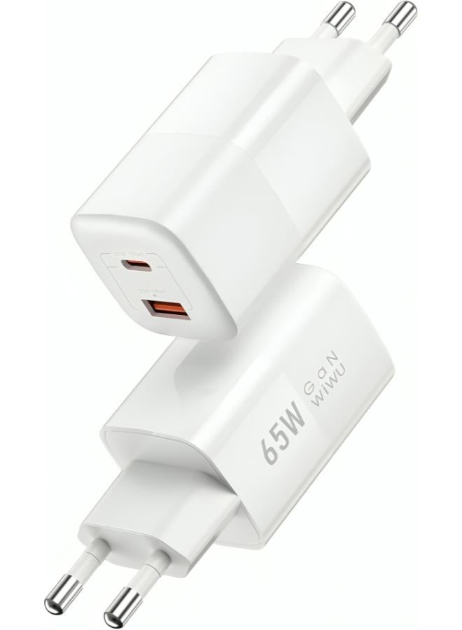 Wiwu Nano Wall Charger, 65 Watt, 1 USB-A and 1 Type-C Ports white - Image 5