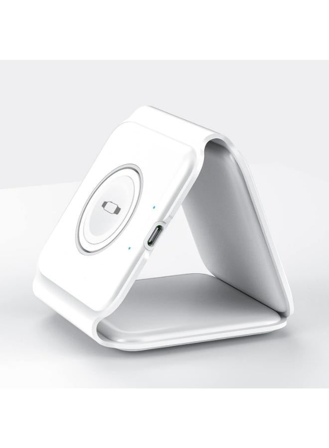 WIWU M6 Power Air 15W 3in1 Wireless Charger For (Iphone & Apple Watch & AirPods) Folding storage, Powerful magnets white - Image 2