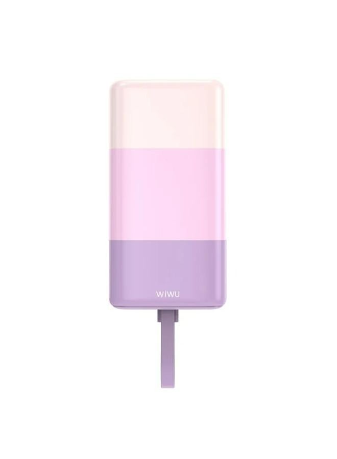WIWU 10000 mAh WIWU Wi-P015 10000mAh Candy Power Bank Portable Phone Battery Charger with Charging Cable purple - Image 1