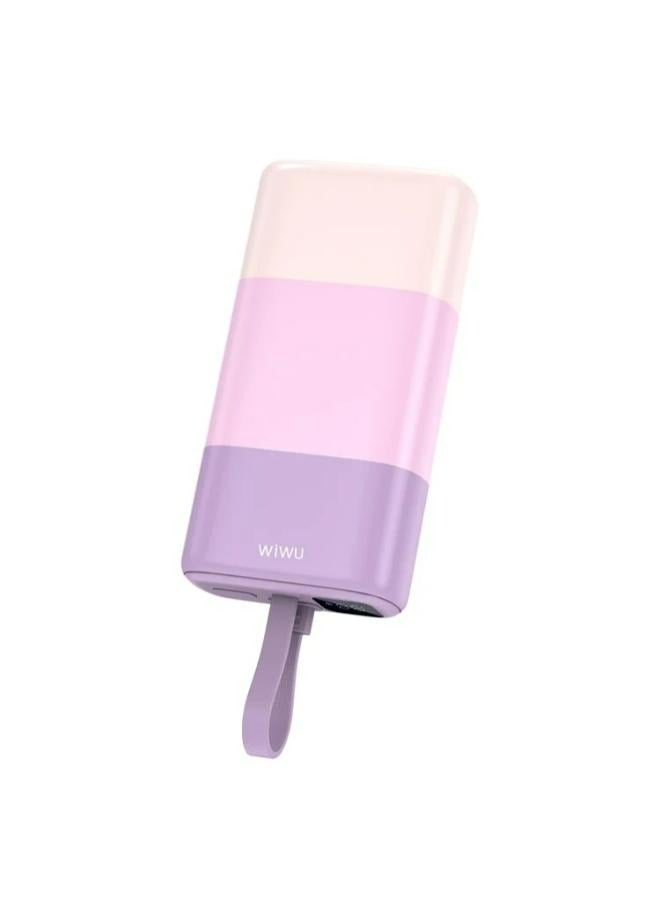 WIWU 10000 mAh WIWU Wi-P015 10000mAh Candy Power Bank Portable Phone Battery Charger with Charging Cable purple - Image 2