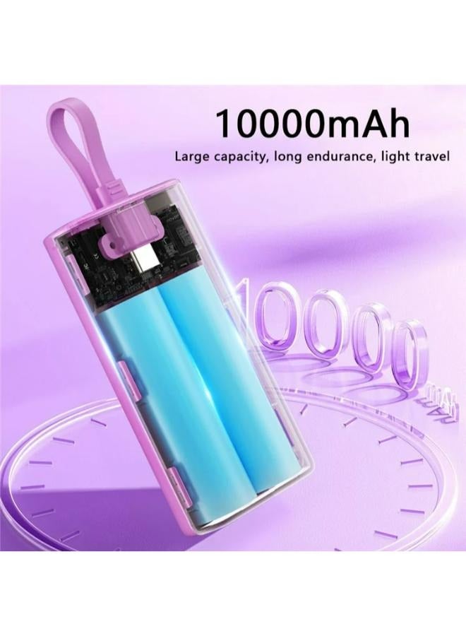 WIWU 10000 mAh WIWU Wi-P015 10000mAh Candy Power Bank Portable Phone Battery Charger with Charging Cable purple - Image 3