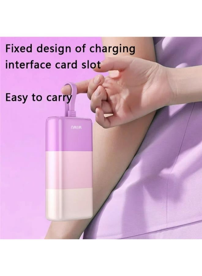 WIWU 10000 mAh WIWU Wi-P015 10000mAh Candy Power Bank Portable Phone Battery Charger with Charging Cable purple - Image 5