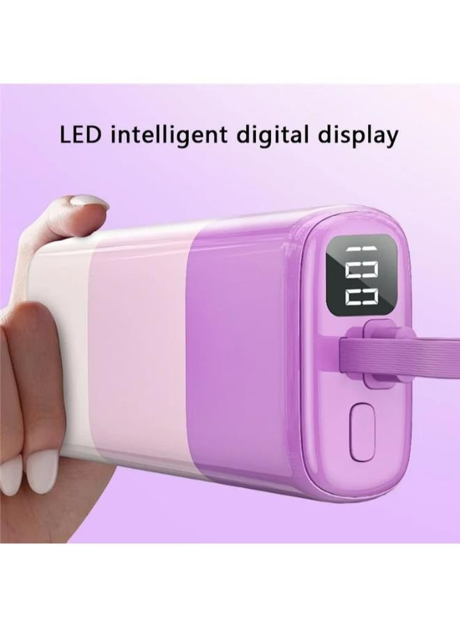 WIWU 10000 mAh WIWU Wi-P015 10000mAh Candy Power Bank Portable Phone Battery Charger with Charging Cable purple - Image 4