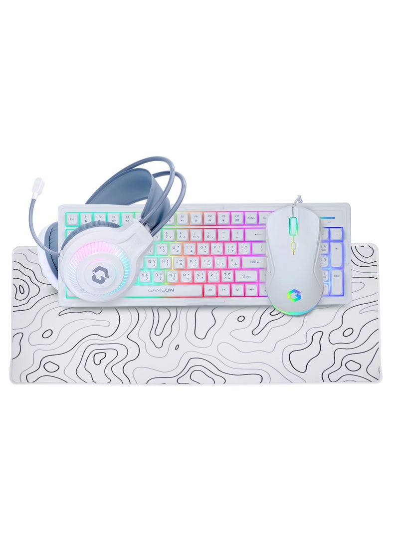 GameOn - All-In-One Gaming Bundle, Keyboard, Headset, Mouse & Mousepad - GO-CYPHERW-XL-W | White - Image 1