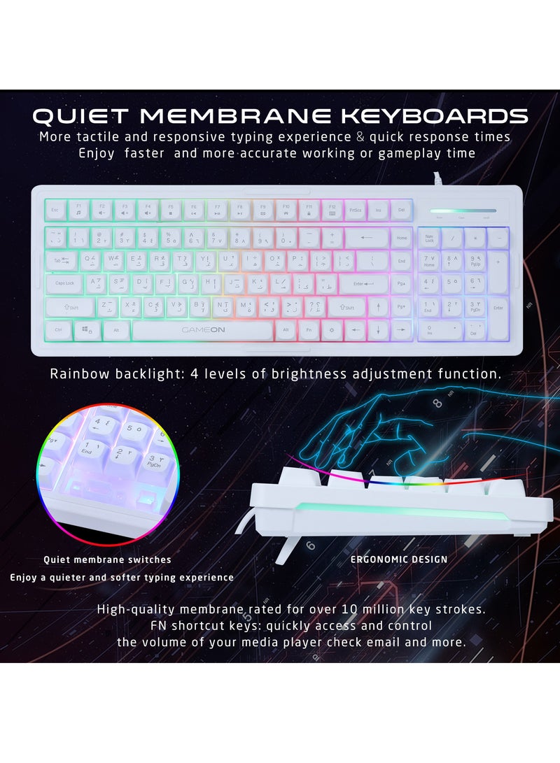 GameOn - All-In-One Gaming Bundle, Keyboard, Headset, Mouse & Mousepad - GO-CYPHERW-XL-W | White - Image 1