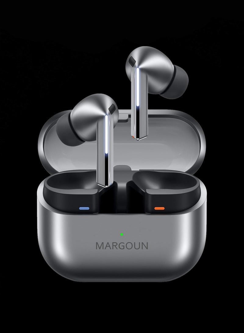 MARGOUN Buds3 Pro Wireless Earbuds with Touch Control & Magnetic Charging Case silver  - Image 3