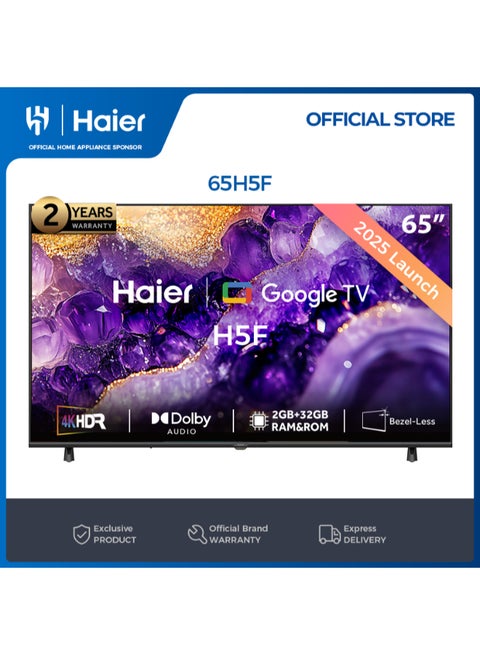 65 Inch 4K UHD Smart Google TV | Dolby Audio | HDR 10 | Gaming MEMC Processor | 2+32GB RAM/ROM | Variable Refresh Rate | Auto Low Latency Mode | Premium Bezel-less Design - 65H5F Black H5F black