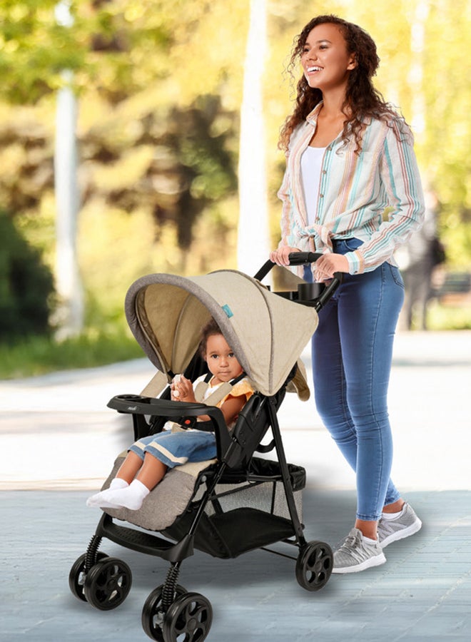 Metro Urban Baby Stroller – One-Hand Fold, Safety Lock, Dual Tray, Adjustable Leg Rest, Multi-Recline, Lightweight And Compact, Suitable 0m+ to 18kg – Black