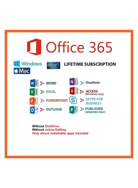 Office 365 Lifetime Brand New Account for 5 Devices (Windows and Mac only)