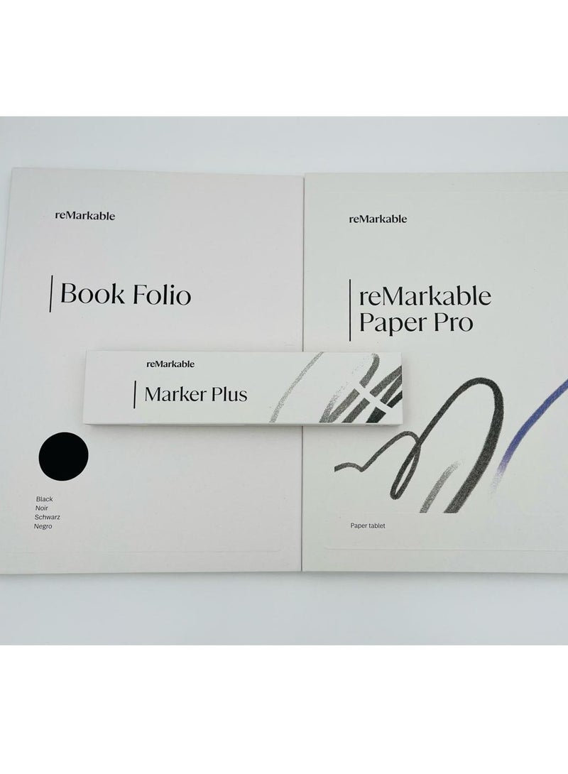 ريماركابل تابلت reMarkable Paper Pro بحجم 11.8 بوصة وقلم Marker Plus مع ممحاة وغطاء كتاب من الجلد الأسود - Image 2