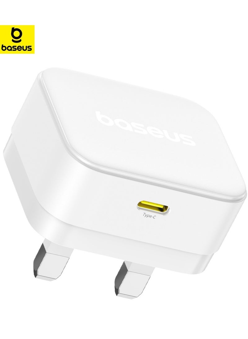 Baseus 30W GaN USB-C PD Fast Charger, Compact Wall Adapter for iPhone 16 Pro Max/15/14, iPad Pro/Air, Samsung S25 Ultra/S24 Ultra, Xiaomi Redmi Note 14/13/12, POCO X7 Pro, HONOR, Realme, OnePlus, Type-C Super Fast Charging Power Adapter for Phones & Tablets (White) 30W USB-C- White  - Image 1
