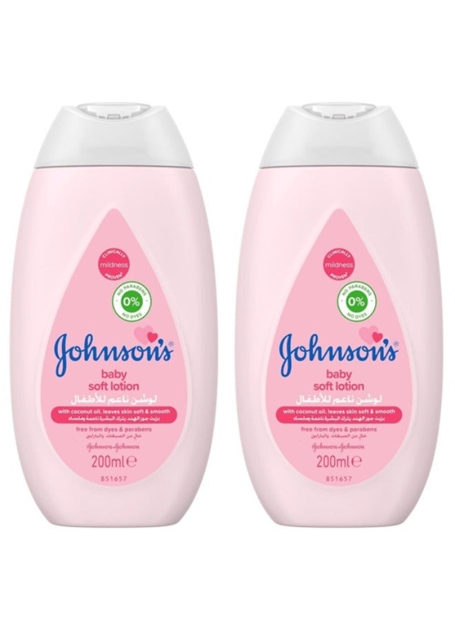 جونسون 2 قطع لوشن الأطفال الناعم، 200 مل - Image 1