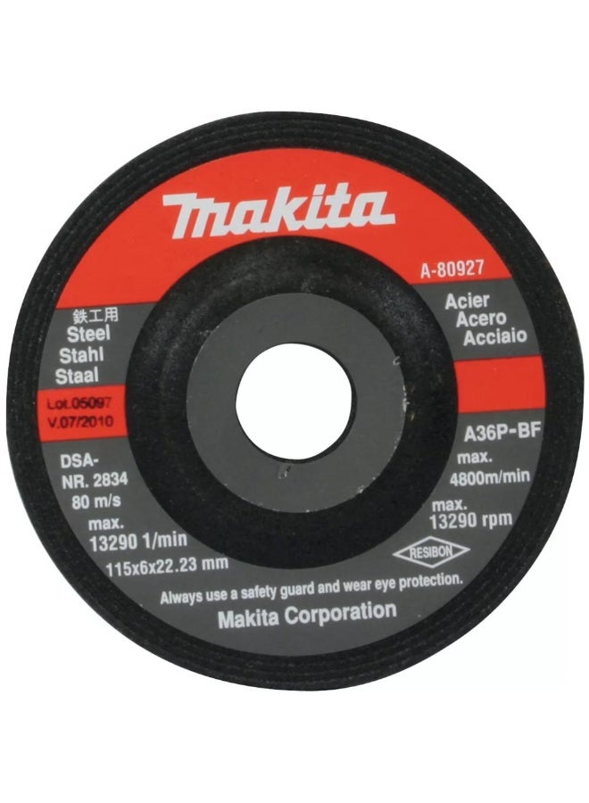 Makita A-80927 A36P 115 x 6mm Metal Grinding Wheel 115 X 6 X 22MM
