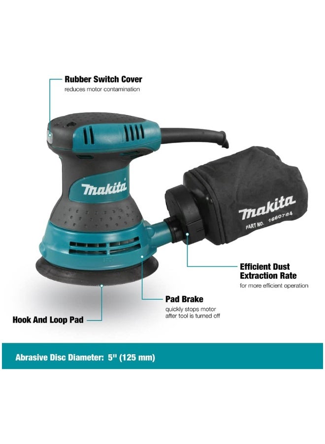 Makita BO5030 300W Random Orbital Sander Blue L X B X H (CMS): 15.3 x 12.3 x 15.3  - Image 3