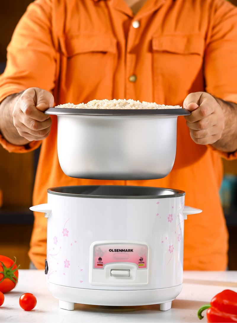 أولسنمارك 3 IN 1 Automatic Rice Cooker 500W - OMRC7026, 1.5L Capacity, Cook, Steam and Keep Warm, Aluminum Non-Stick Inner Pot 1.5 L 500 W OMRC7026 WHITE  - Image 4