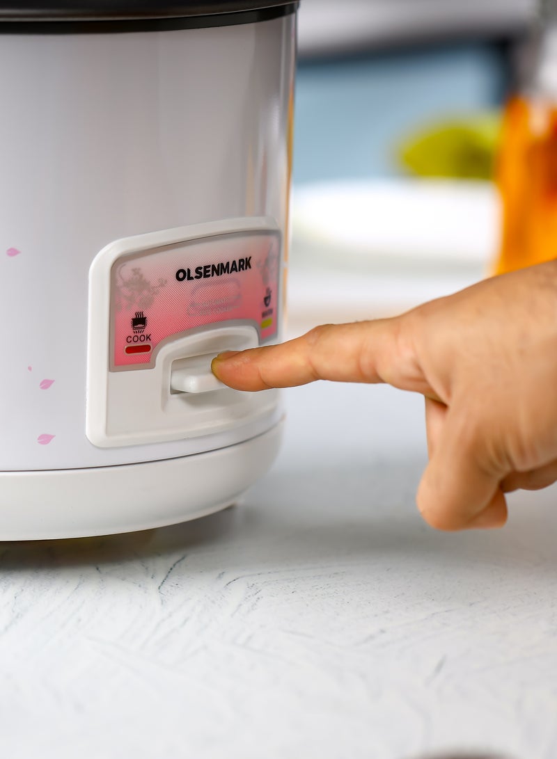 أولسنمارك 3 IN 1 Automatic Rice Cooker 500W - OMRC7026, 1.5L Capacity, Cook, Steam and Keep Warm, Aluminum Non-Stick Inner Pot 1.5 L 500 W OMRC7026 WHITE  - Image 5