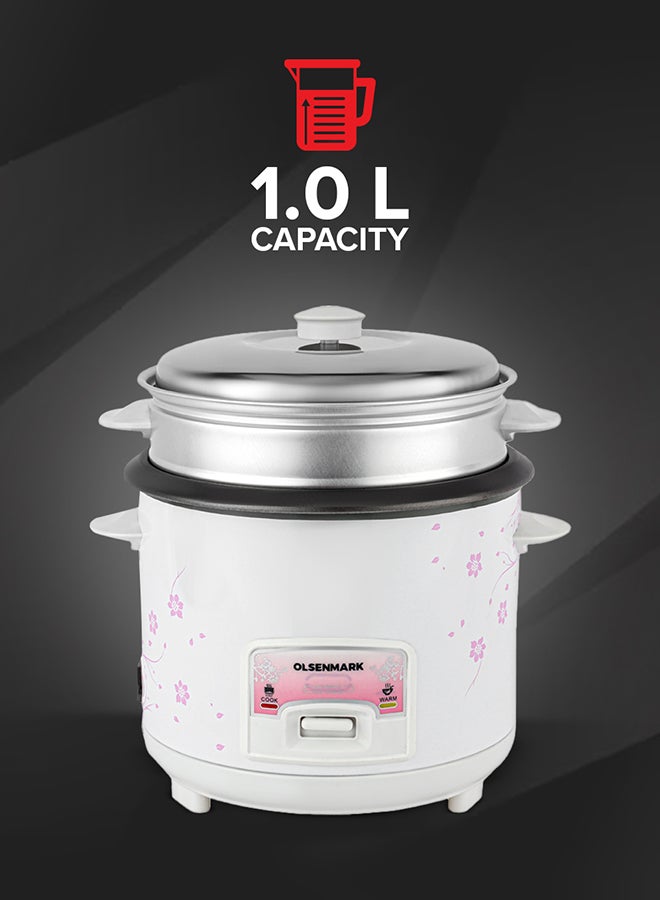 أولسنمارك 3 IN 1 Automatic Rice Cooker 500W - OMRC7026, 1.5L Capacity, Cook, Steam and Keep Warm, Aluminum Non-Stick Inner Pot 1.5 L 500 W OMRC7026 WHITE - Image 2