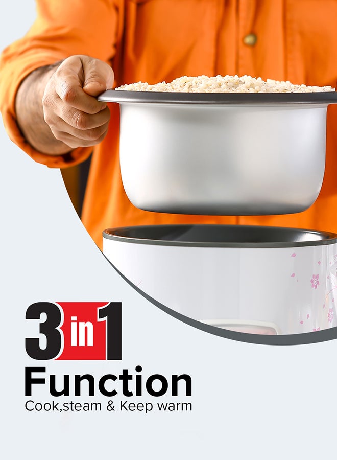 أولسنمارك 3 IN 1 Automatic Rice Cooker 500W - OMRC7026, 1.5L Capacity, Cook, Steam and Keep Warm, Aluminum Non-Stick Inner Pot 1.5 L 500 W OMRC7026 WHITE - Image 3