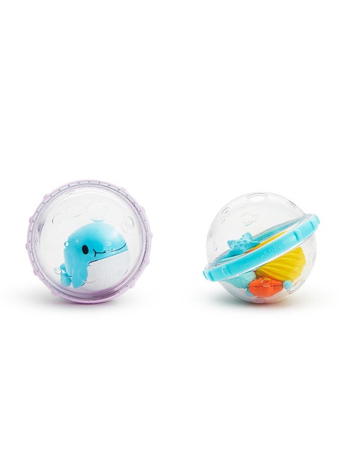 Pack Of 2 Float And Play Bubbles, Stimulate Baby'S Sense Of Sight, Hearing And Touch, Hand + Eye Coordination, 4M+ Whale