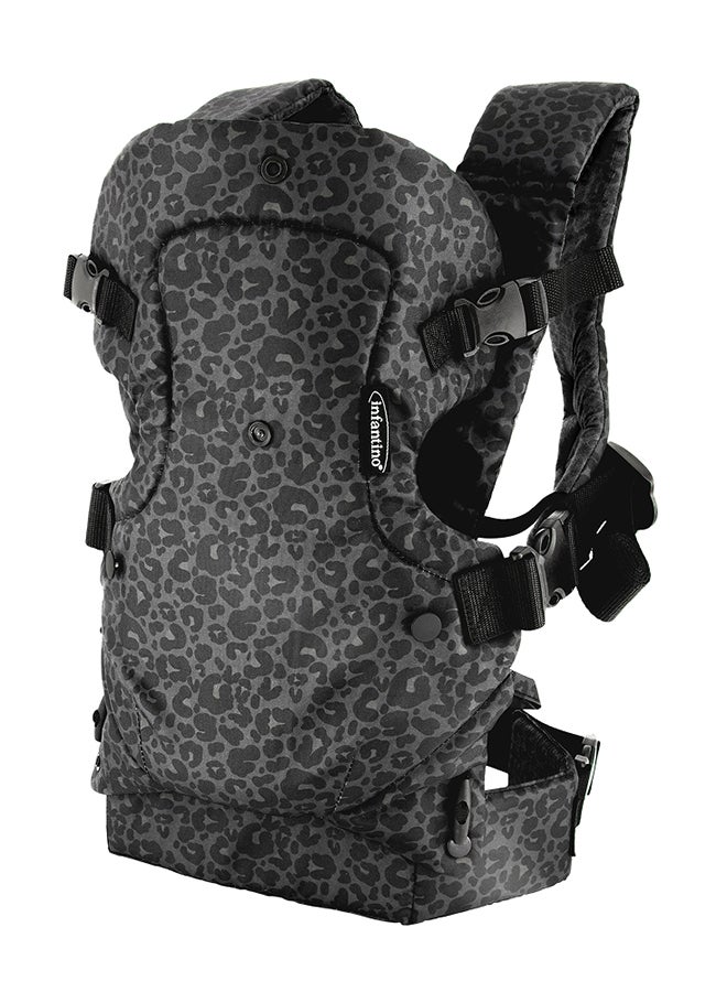 infantino Flip 4-In-1 Convertible Baby Carrier, Adjustable Ergonomic Seat, Shoulder Straps And Waist Belt - Black Leopard  - Image 1