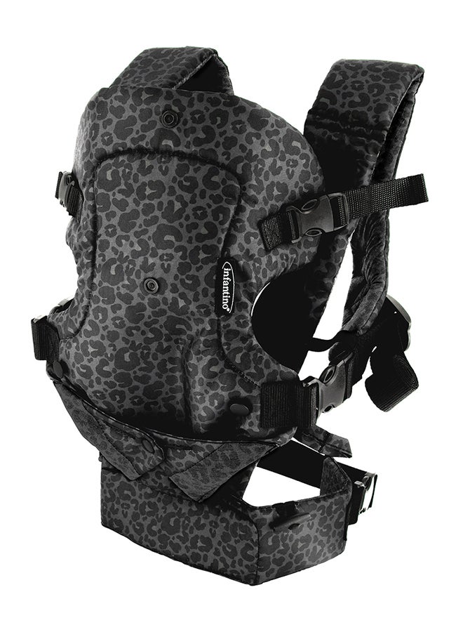 infantino Flip 4-In-1 Convertible Baby Carrier, Adjustable Ergonomic Seat, Shoulder Straps And Waist Belt - Black Leopard  - Image 2
