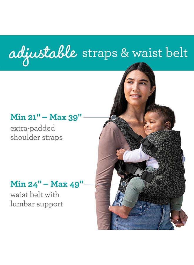 infantino Flip 4-In-1 Convertible Baby Carrier, Adjustable Ergonomic Seat, Shoulder Straps And Waist Belt - Black Leopard  - Image 4