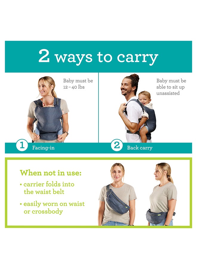 infantino - Fold And Go 2-In-1 Baby Carrier Ideal For Travel And Quick Everyday Outing, Utra Lihjtweight And Comapct Carrier - Image 1