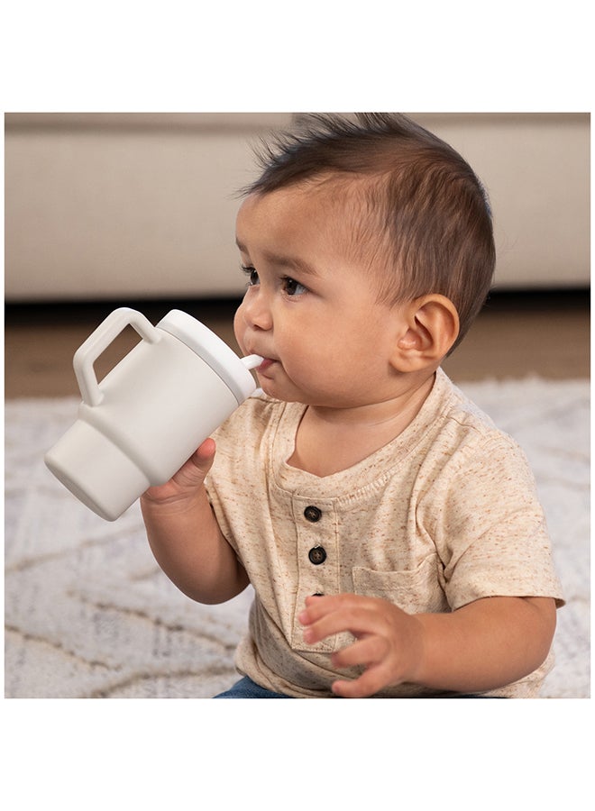 infantino - My 1St Tumbler – Adorable Miniature Tumbler With Leak-Resistant Straw And Toddler-Friendly Handle, Encourages Hydration, 6M+, 9 Oz, Sand - Image 1