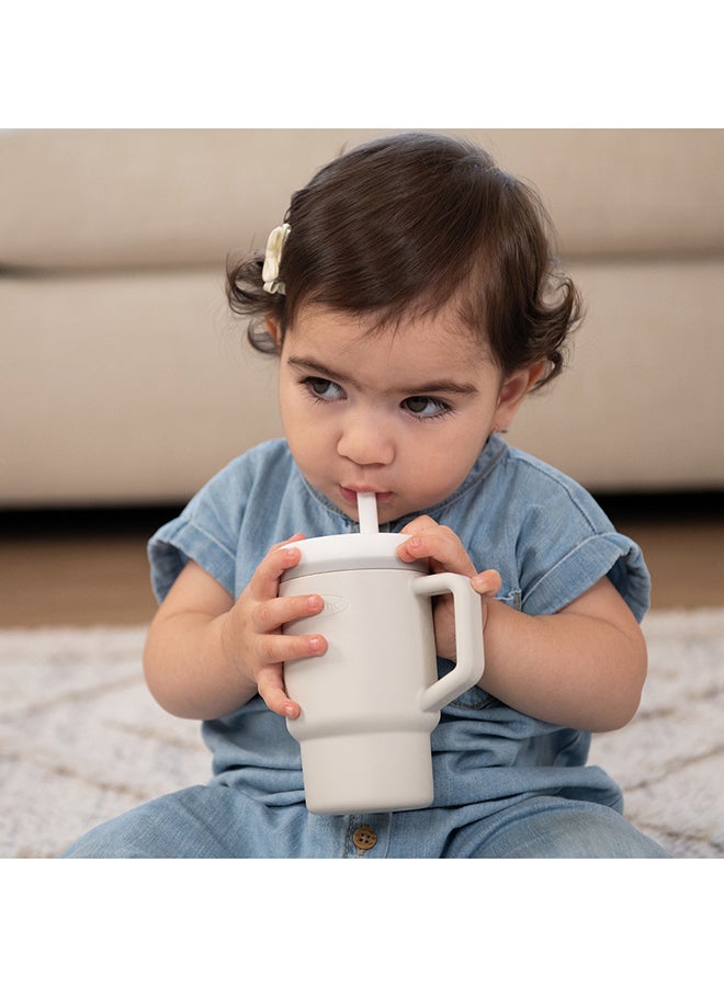 infantino - My 1St Tumbler – Adorable Miniature Tumbler With Leak-Resistant Straw And Toddler-Friendly Handle, Encourages Hydration, 6M+, 9 Oz, Sand - Image 1