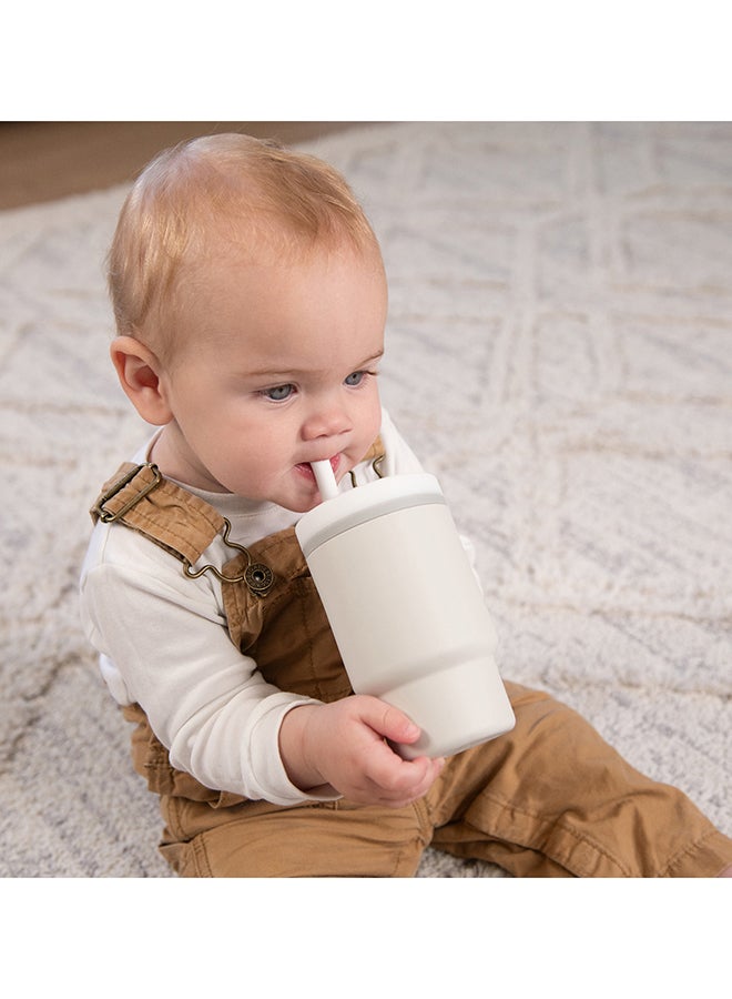 infantino - My 1St Tumbler – Adorable Miniature Tumbler With Leak-Resistant Straw And Toddler-Friendly Handle, Encourages Hydration, 6M+, 9 Oz, Sand - Image 1