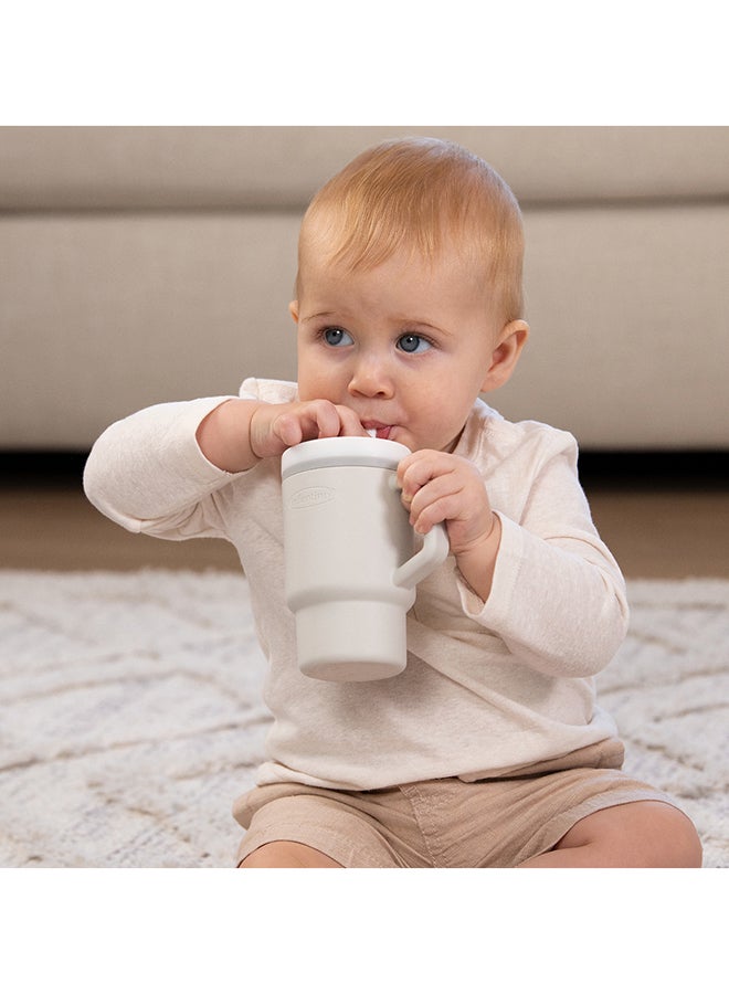 infantino - My 1St Tumbler – Adorable Miniature Tumbler With Leak-Resistant Straw And Toddler-Friendly Handle, Encourages Hydration, 6M+, 9 Oz, Sand - Image 1