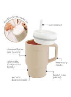 infantino My 1St Tumbler – Adorable Miniature Tumbler With Leak-Resistant Straw And Toddler-Friendly Handle, Encourages Hydration, 6M+, 9 Oz, Sand  - Image 2