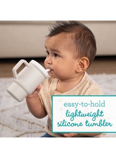infantino My 1St Tumbler – Adorable Miniature Tumbler With Leak-Resistant Straw And Toddler-Friendly Handle, Encourages Hydration, 6M+, 9 Oz, Sand  - Image 5