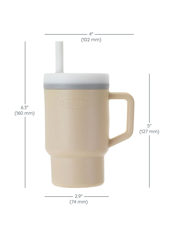 infantino My 1St Tumbler – Adorable Miniature Tumbler With Leak-Resistant Straw And Toddler-Friendly Handle, Encourages Hydration, 6M+, 9 Oz, Sand  - Image 3