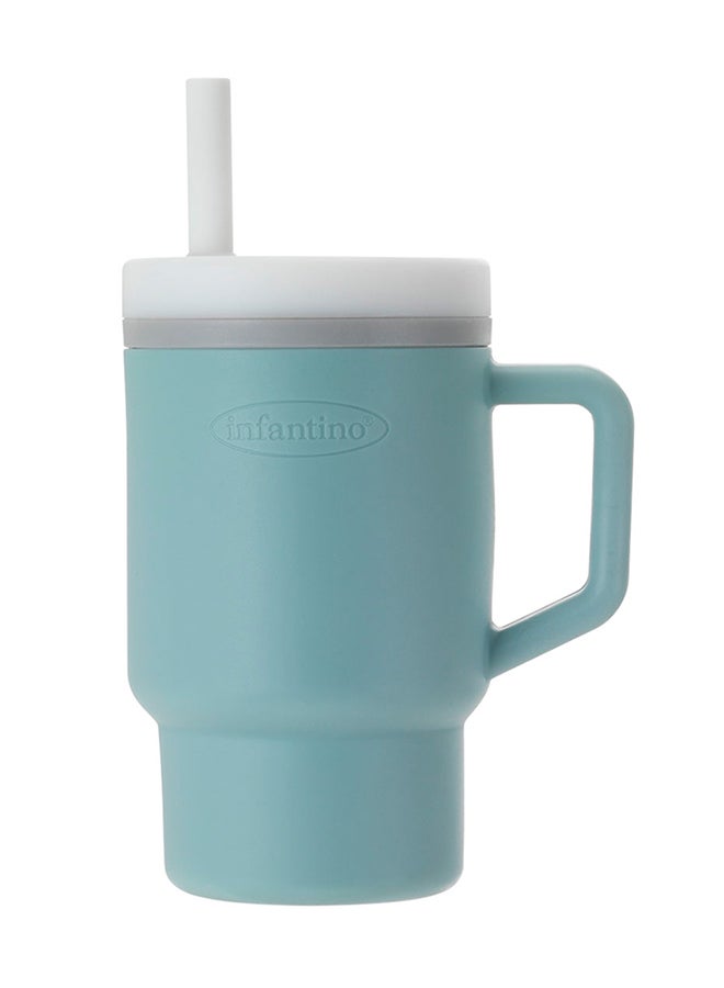 infantino - My 1St Tumbler – Adorable Miniature Tumbler With Leak-Resistant Straw And Toddler-Friendly Handle, Encourages Hydration, 6M+, 9 Oz, Moody Blue - Image 1