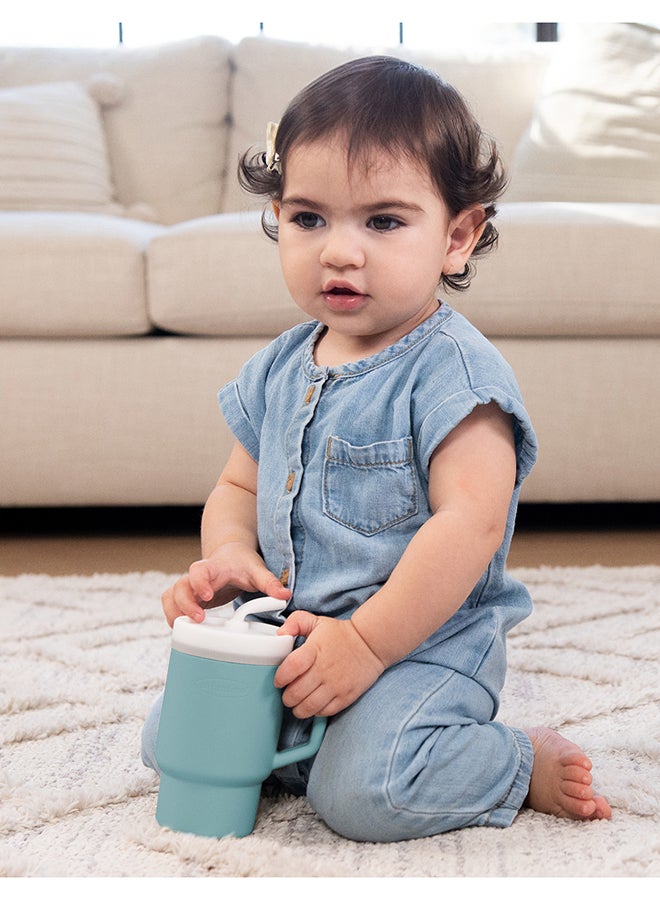 infantino - My 1St Tumbler – Adorable Miniature Tumbler With Leak-Resistant Straw And Toddler-Friendly Handle, Encourages Hydration, 6M+, 9 Oz, Moody Blue - Image 1