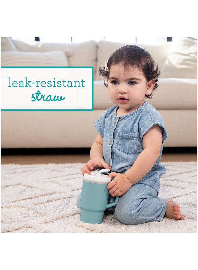 infantino - My 1St Tumbler – Adorable Miniature Tumbler With Leak-Resistant Straw And Toddler-Friendly Handle, Encourages Hydration, 6M+, 9 Oz, Moody Blue - Image 1