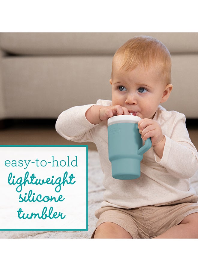 infantino - My 1St Tumbler – Adorable Miniature Tumbler With Leak-Resistant Straw And Toddler-Friendly Handle, Encourages Hydration, 6M+, 9 Oz, Moody Blue - Image 1