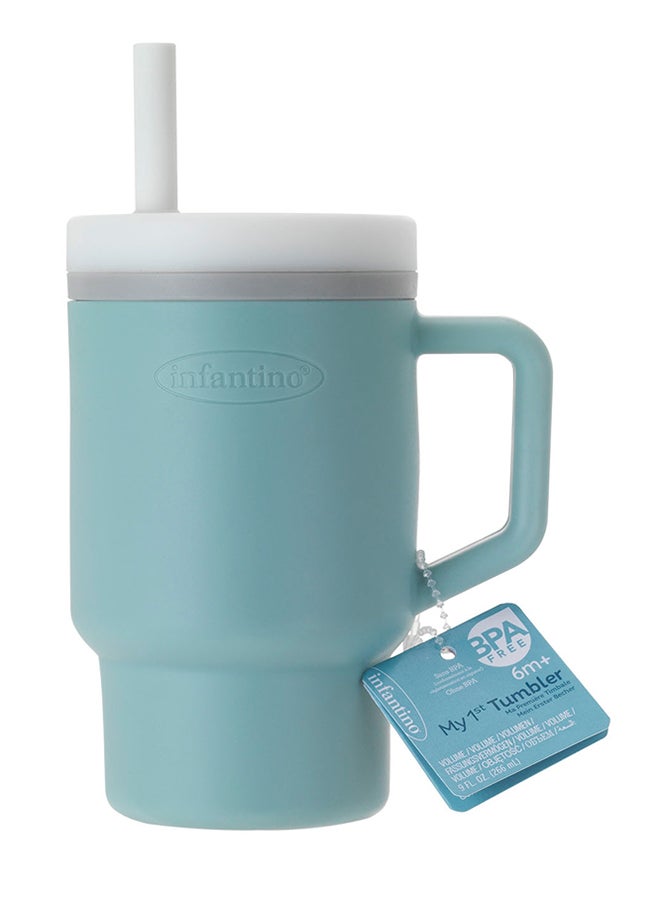 infantino My 1St Tumbler – Adorable Miniature Tumbler With Leak-Resistant Straw And Toddler-Friendly Handle, Encourages Hydration, 6M+, 9 Oz, Cool Mint  - Image 5
