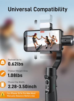 hohem iSteady Mobile+ Kit Gimbal Stabilizer for Smartphone, 3-Axis Phone Gimbal with Fill Light, Ultra-Wide-Angle Mode, 600° Inception, YouTube Vlog Stabilizer for Android and iPhone 15,14,13 PRO Max Black  - Image 5