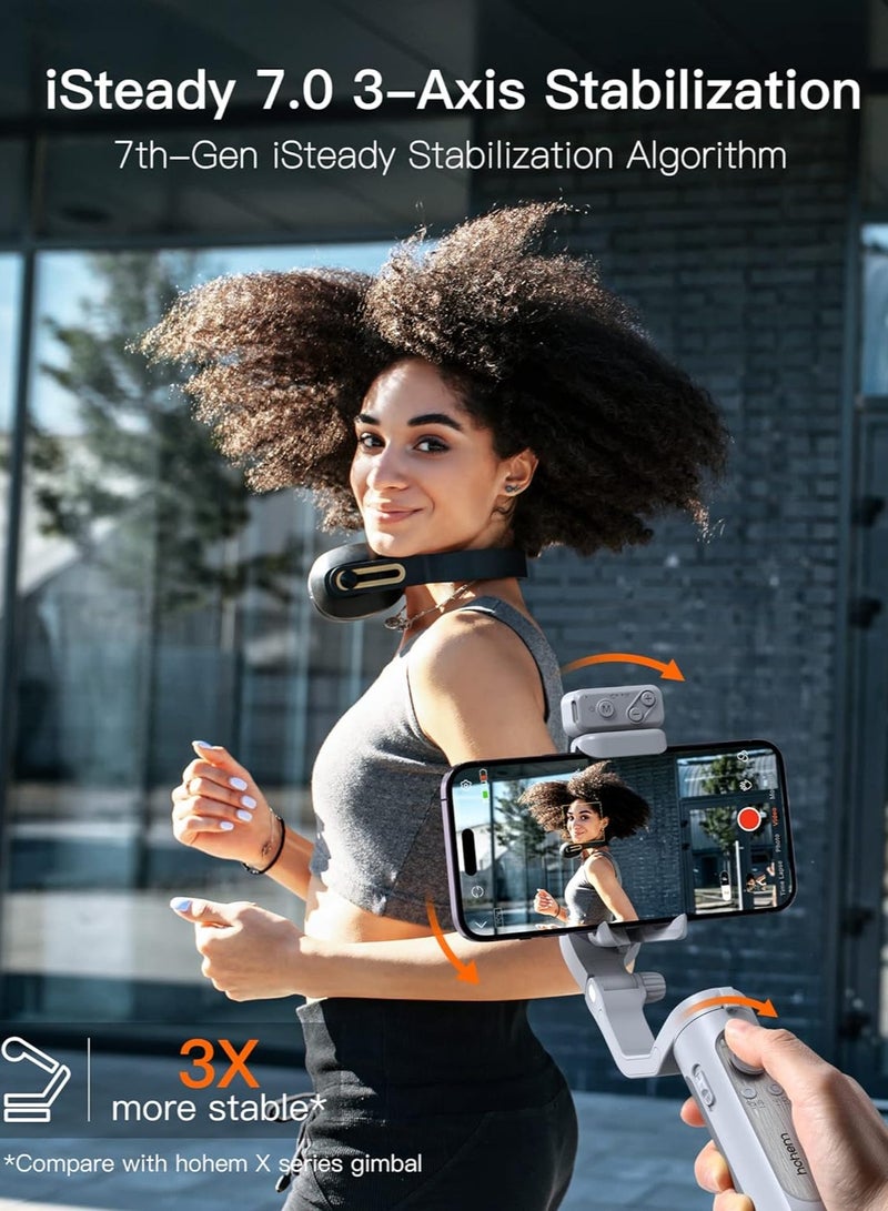 هوهم - hohem iSteady XE Kit Gimbal Stabilizer for Smartphone, 3-Axis Gimbal for iPhone & Android with Magnetic Adjustable Fill Light, Portable & Foldable Stabilizer for Video Recording, YouTube TikTok Video - Image 1